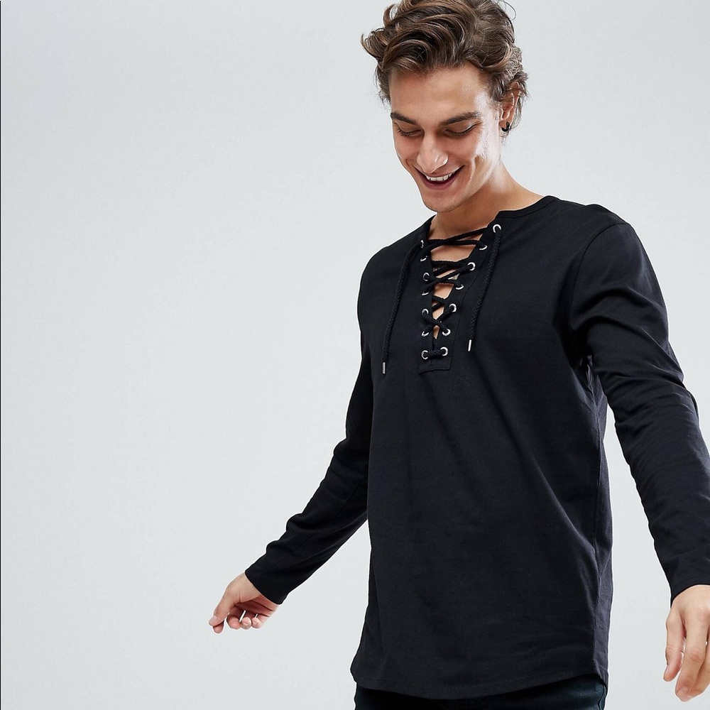 Men lace up M long sleeve